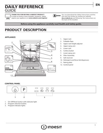 INDESIT DIF 14B1 OPERATING INSTRUCTIONS .